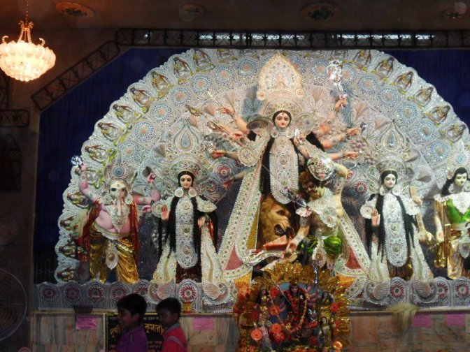 Goddess Durga arrives with her children